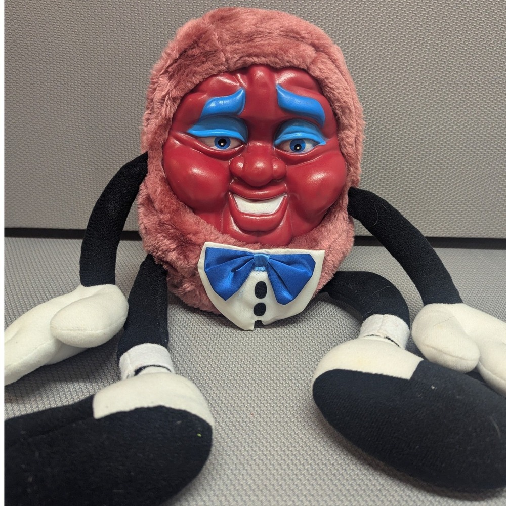 VTG California Raisins Plush Vinyl Face Doll Blue Bow Tie 1980s Collectible Toy